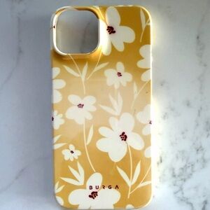 Burga iPhone 14 Yellow Floral iPhone Case - White Flower Design